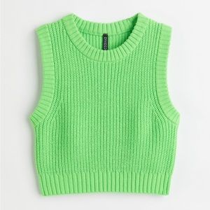 Lime green cable knit crop sweater vest